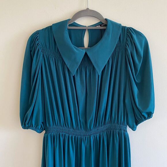 ZARA Dark Turquoise Elasticized Dress - S - Picture 6 of 10